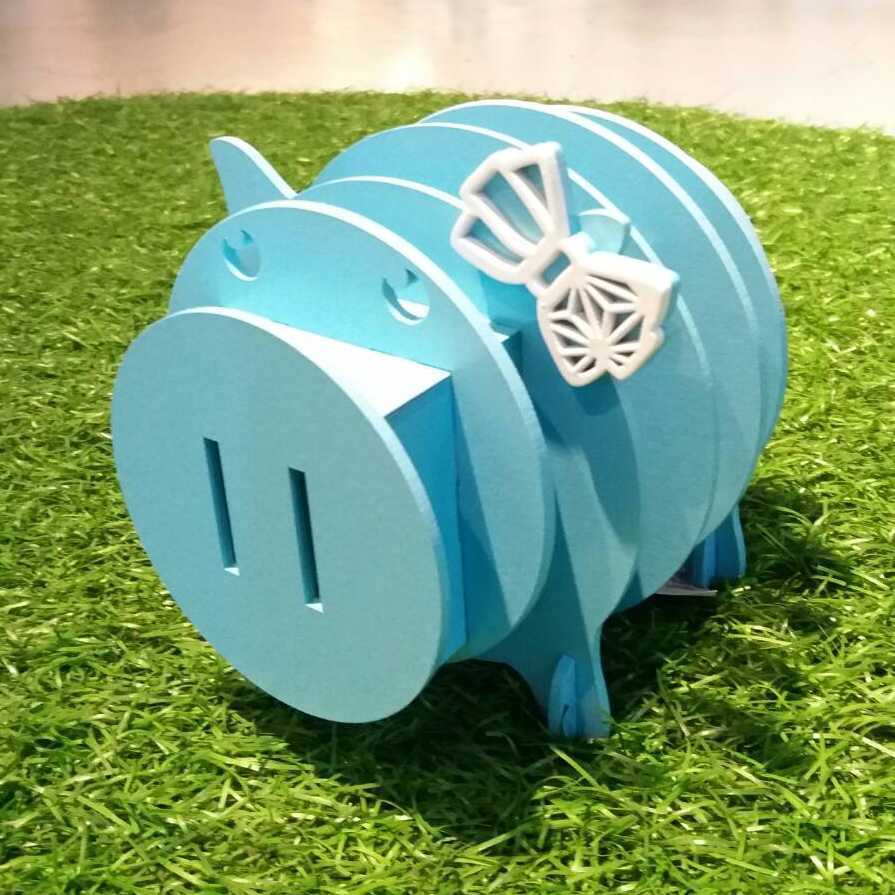 粉藍-豬豬存錢筒
